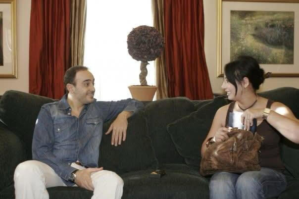 Sara Zantout interviewing Saber Rebai during a cultural event in Beirut Sara Zantout interviewing Saber Rebai during a cultural event in Beirut